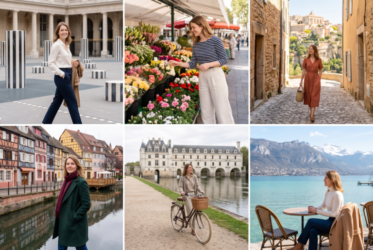 : France travel guide, six regions in one collage
