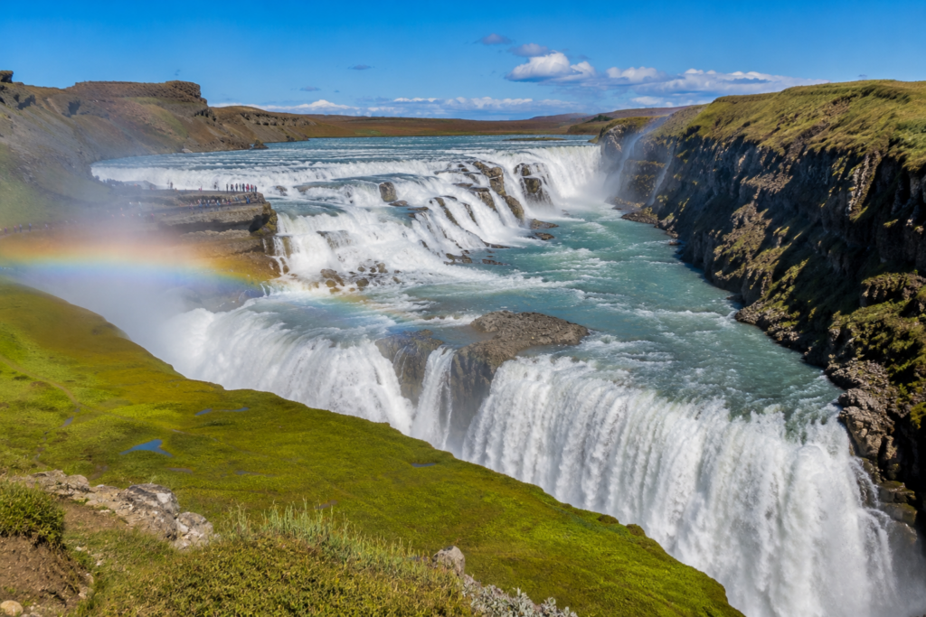 Gullfoss waterfall two-tier cascade Iceland