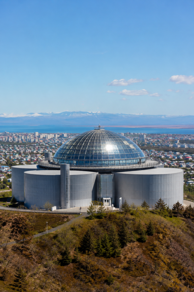 Perlan's glass dome on Öskjuhlíð hill overlooking Reykjavik